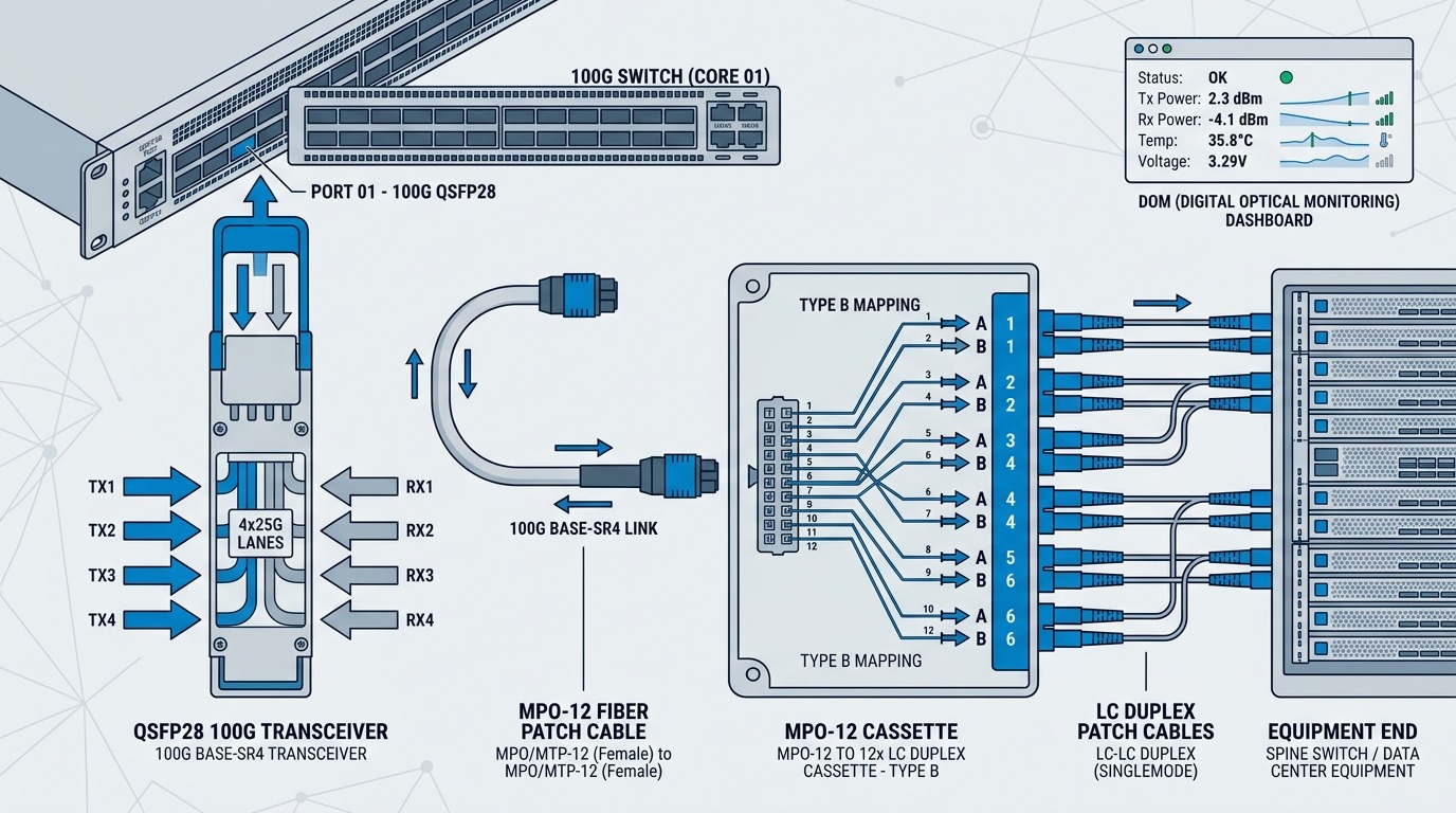 OM3 OM4 OM5 multimode transceiver choice for 10G to 100G