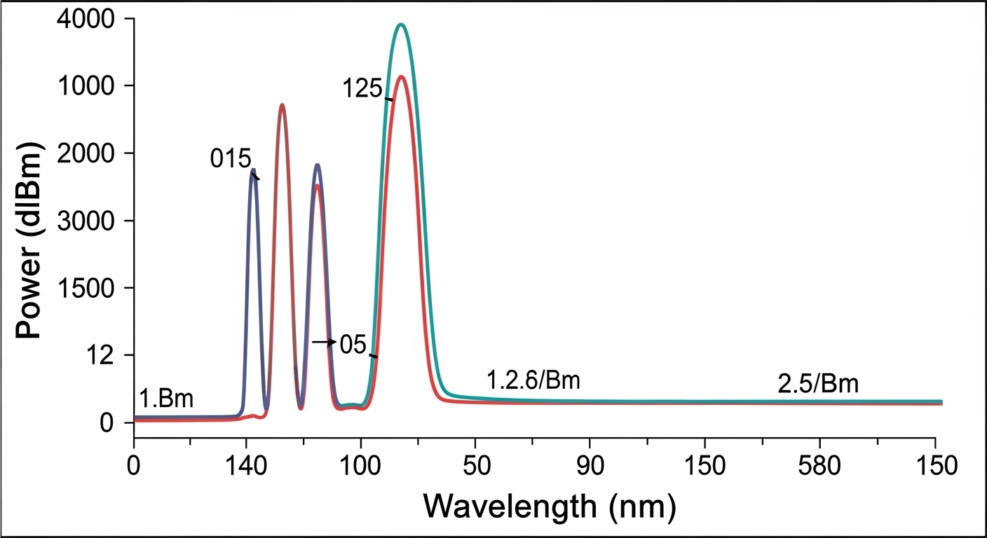 An engineering illustration showing a wavelength grid overlay (ITU channel numbers) aligned with a tunable laser spectrum cur