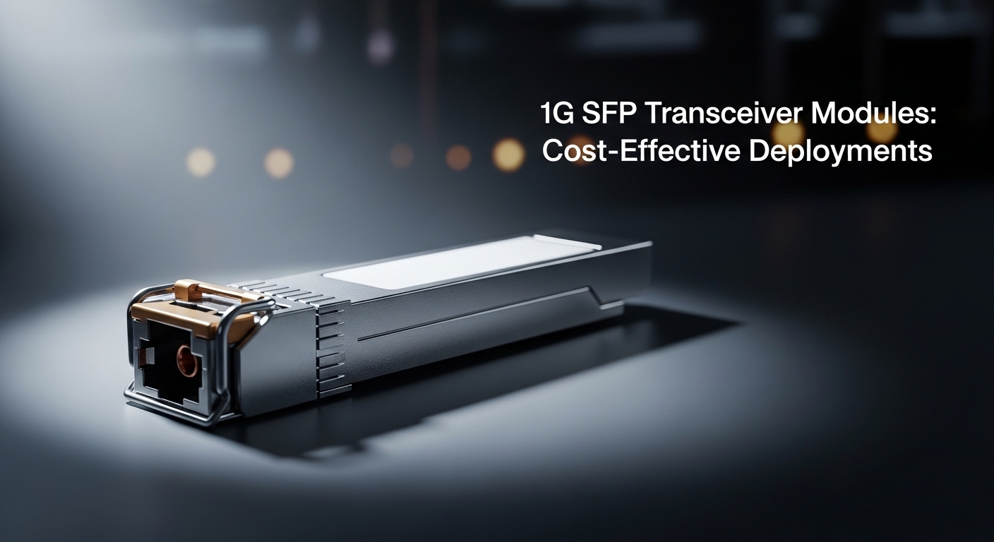 Cinematic editorial photograph of SFP copper transceiver, 1G SFP Transceiver Modules: Cost-Effective Deployments, dramatic li