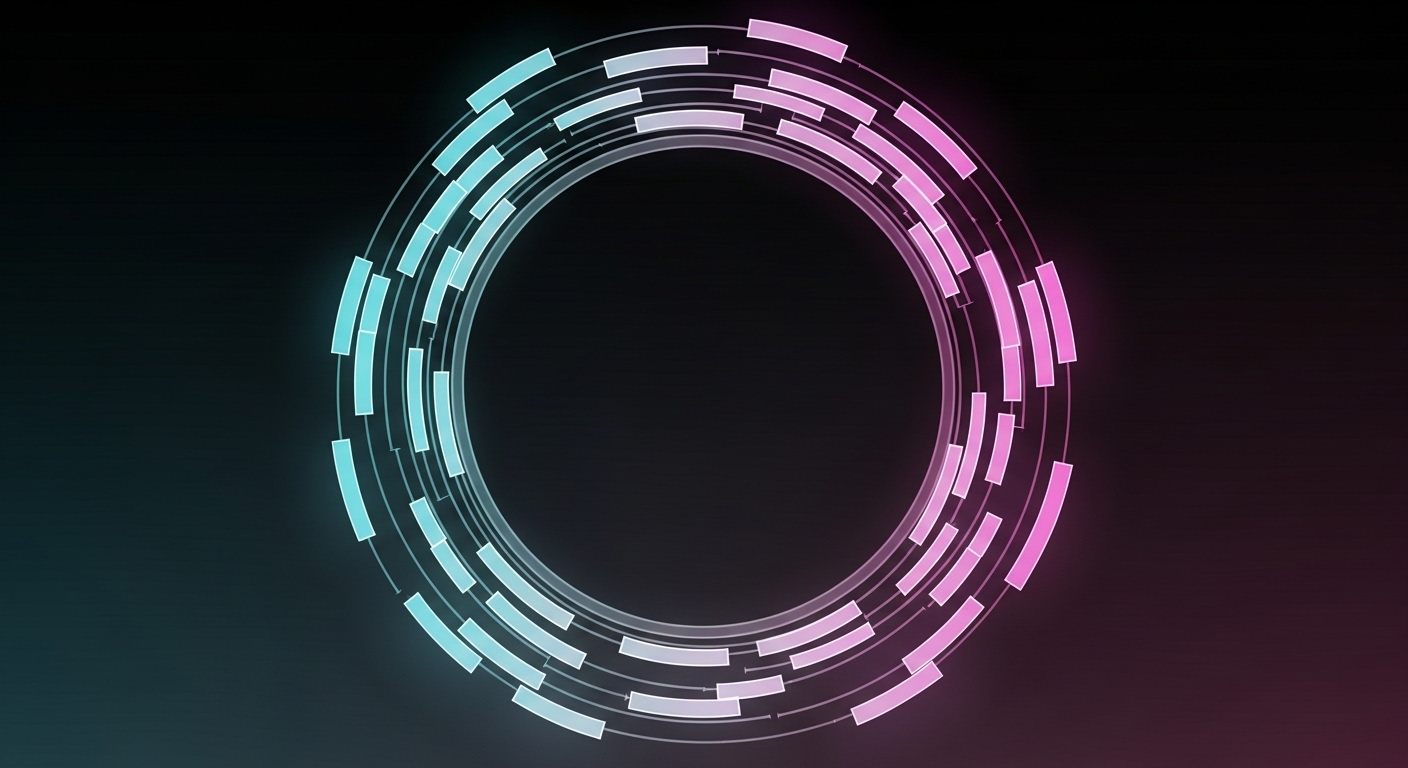 Illustrative concept art of a colorless directionless ROADM “channel map” overlaying a fiber ring, with multiple glowing wave