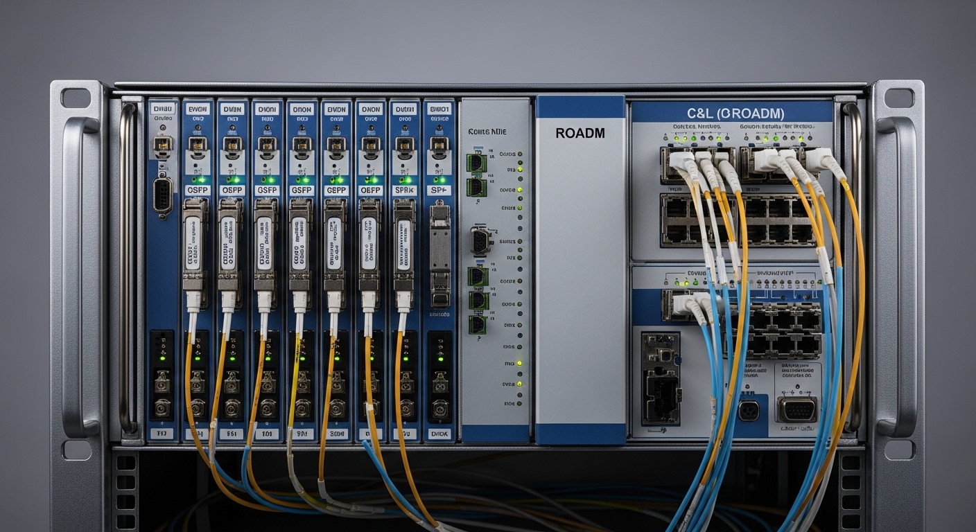 Professional product photography of directionless DWDM, Colorless Directionless Contentionless ROADM: Transceiver Requirement