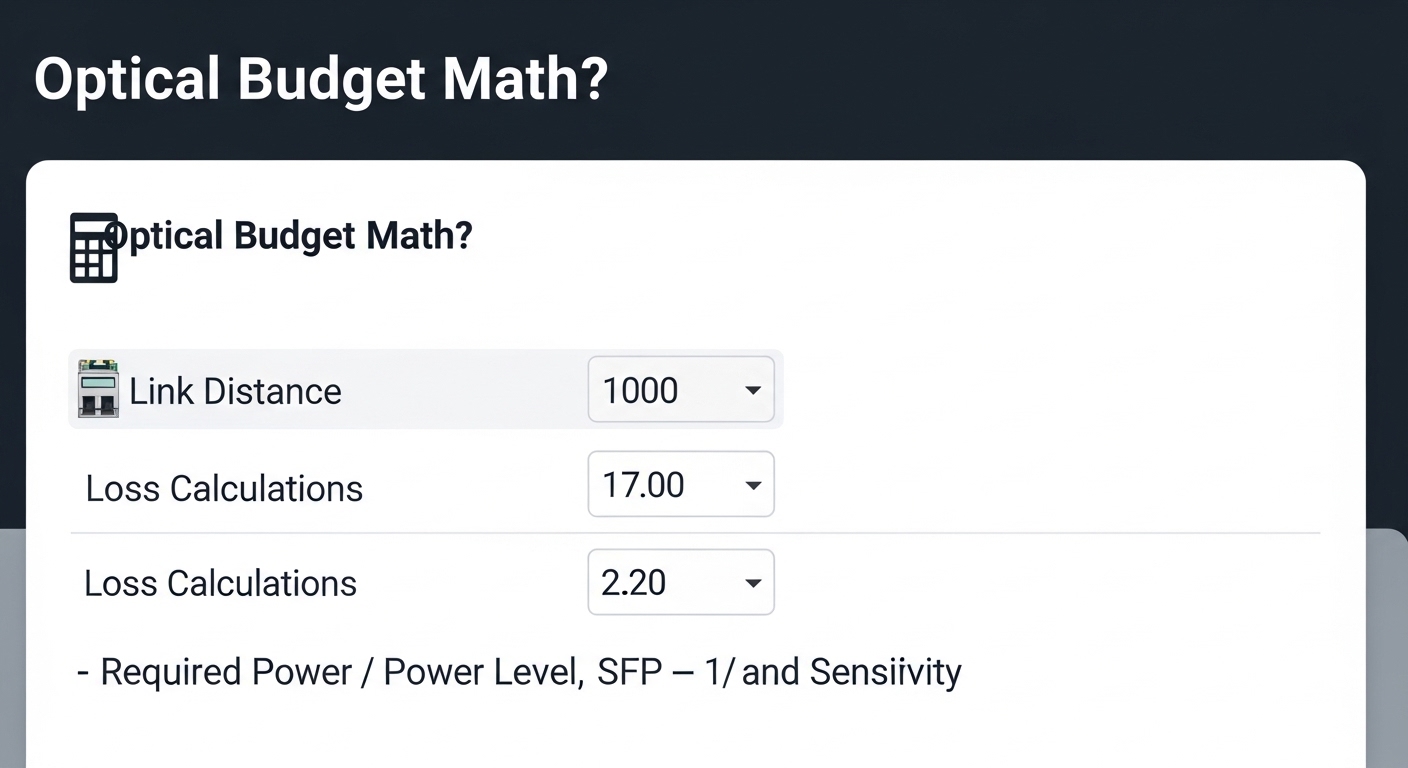 Vector-style illustration of a decision flowchart for metro access SFP selection, showing boxes for fiber type, wavelength ba