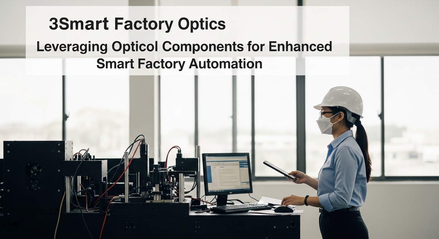 Documentary-style photo of smart factory optics, Leveraging Optical Components for Enhanced Smart Factory Automation, natural