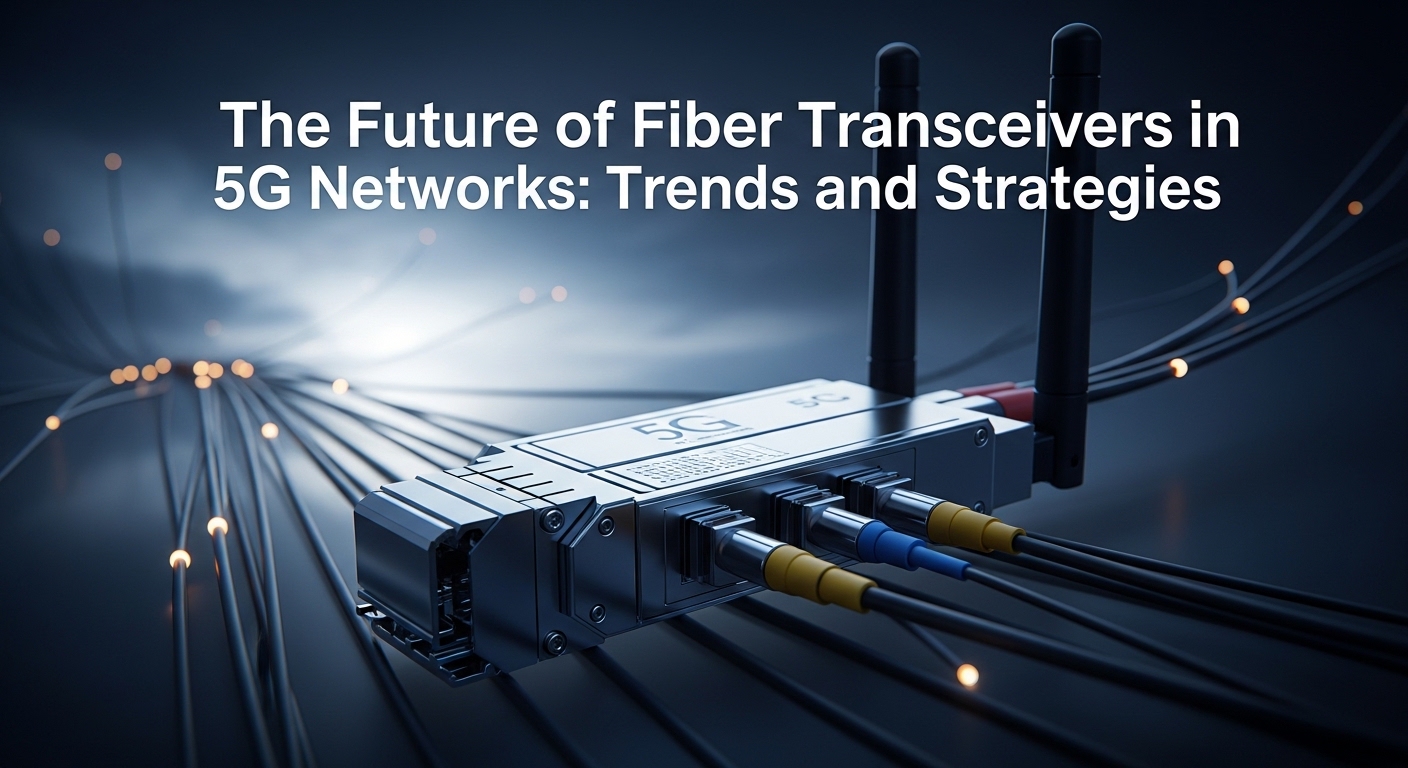 Cinematic editorial photograph of 5G transceiver, The Future of Fiber Transceivers in 5G Networks: Trends and Strategies, dra