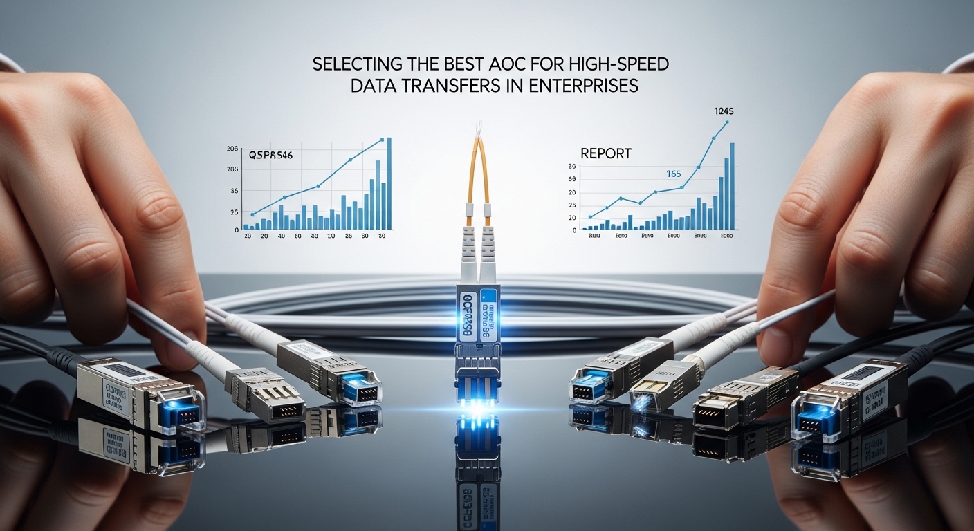 Professional product photography of enterprise data speeds, Selecting the Best AOC for High-Speed Data Transfers in Enterpris