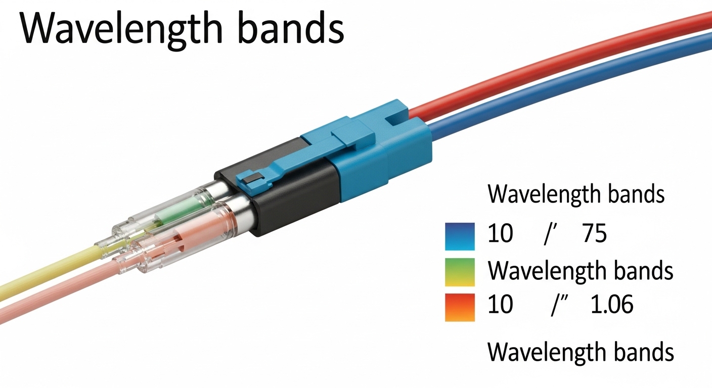 Clean vector illustration showing three parallel layers of an Ethernet fabric: server NIC to switch PHY, switch PHY to transc