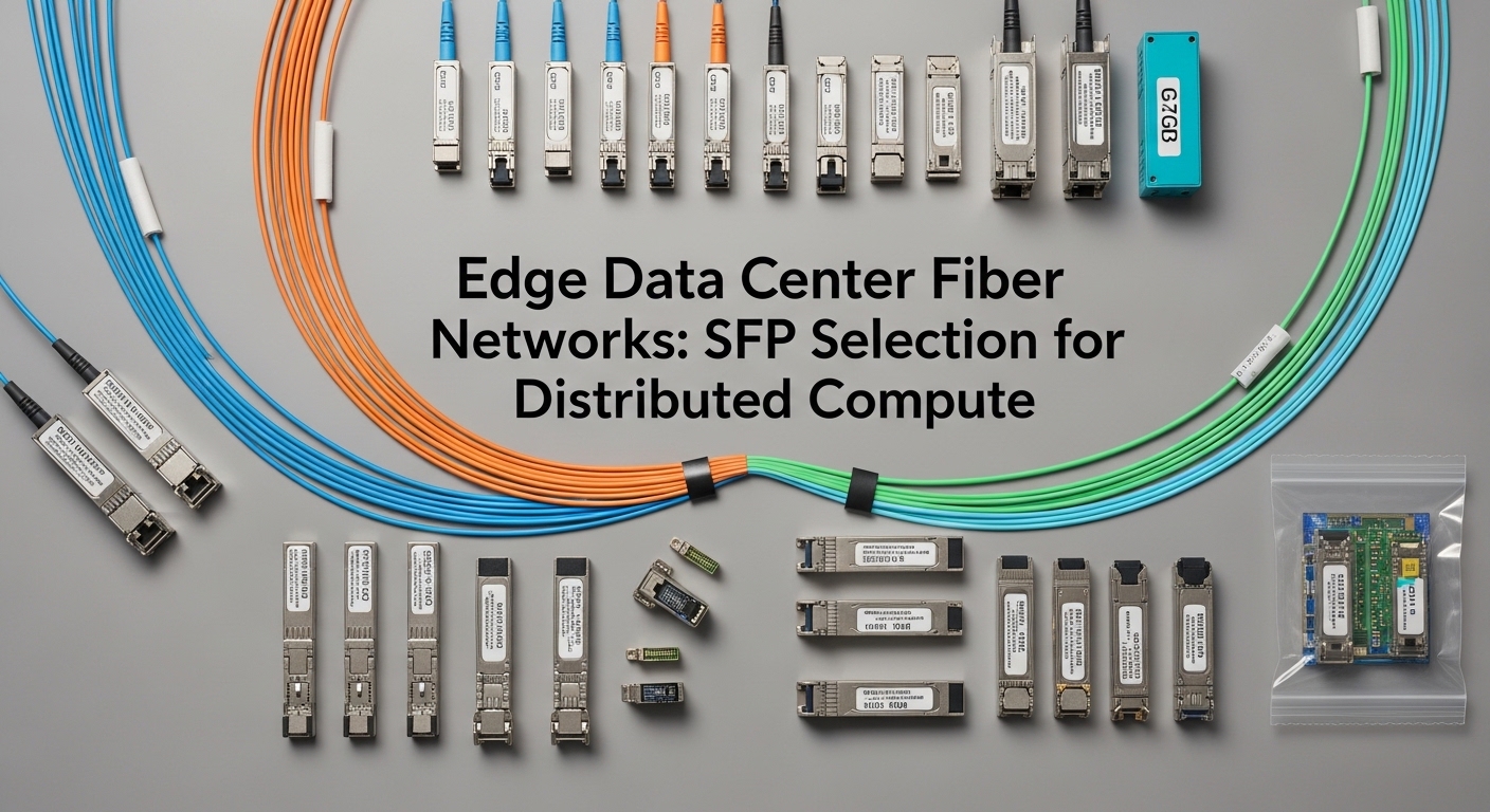 Overhead flat-lay composition of micro data center fiber, Edge Data Center Fiber Networks: SFP Selection for Distributed Comp