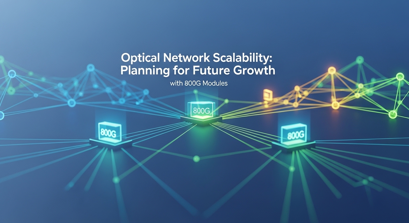 Minimalist design showcasing network growth strategies, Optical Network Scalability: Planning for Future Growth with 800G Mod