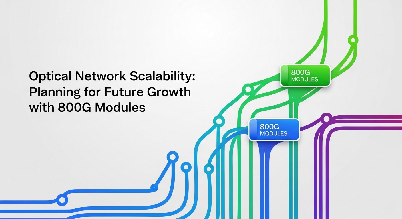 Minimalist design showcasing network growth strategies, Optical Network Scalability: Planning for Future Growth with 800G Mod