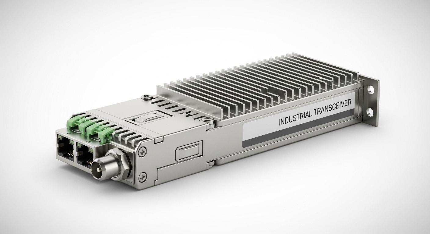 Professional product photography of ruggedized ethernet transceiver, Industrial Ethernet IEEE 802.3-2018: Transceiver Standar