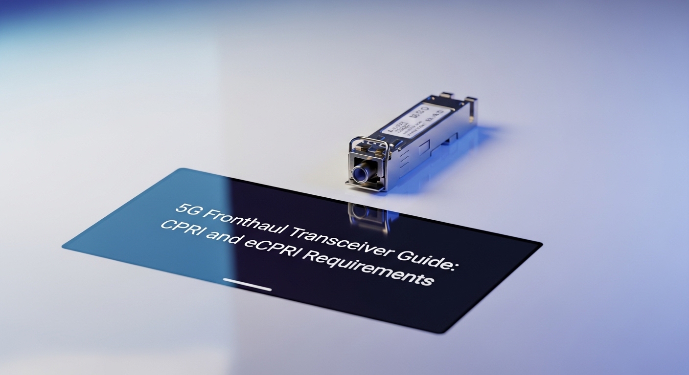 Minimalist design showcasing 5G fronthaul SFP, 5G Fronthaul Transceiver Guide: CPRI and eCPRI Requirements, clean composition