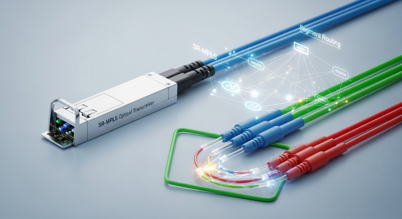 Minimalist design showcasing segment routing fiber, Segment Routing with Optical: SR-MPLS Transceiver Considerations, clean c