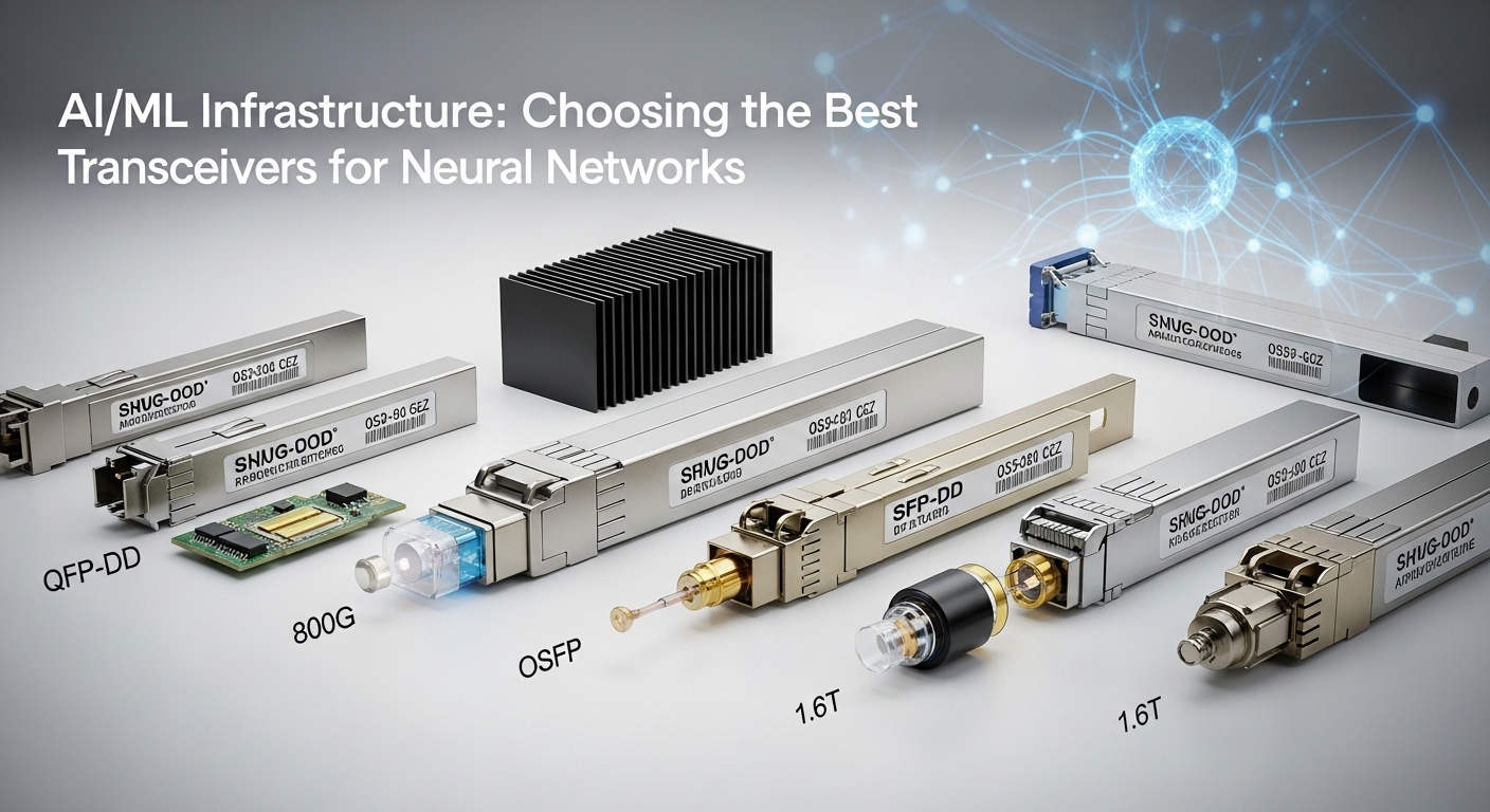 Professional product photography of ML optics, AI/ML Infrastructure: Choosing the Best Transceivers for Neural Networks, clea