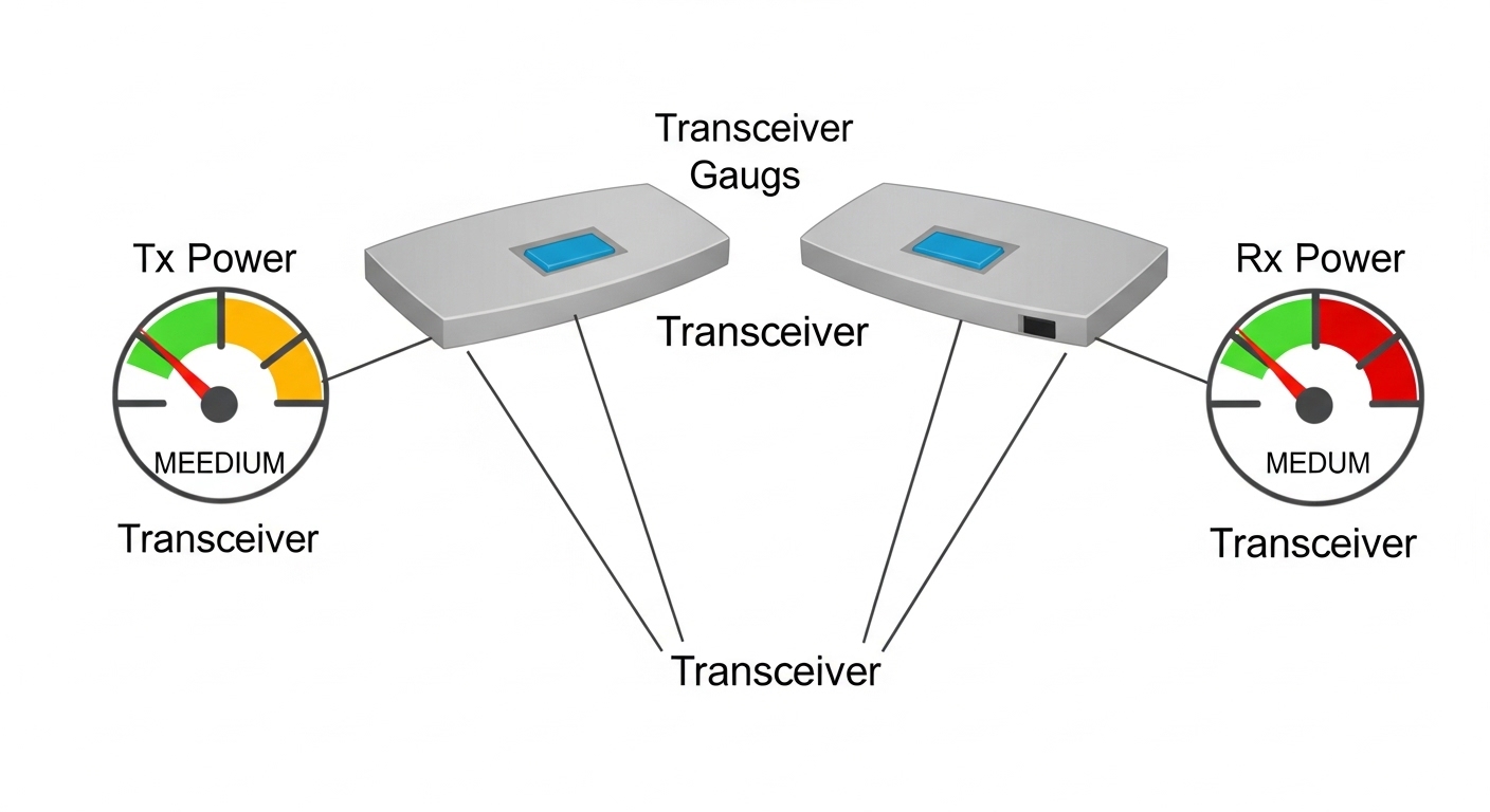 Illustration style concept art showing a network “edge node” with two fiber paths (primary and backup) represented as colored