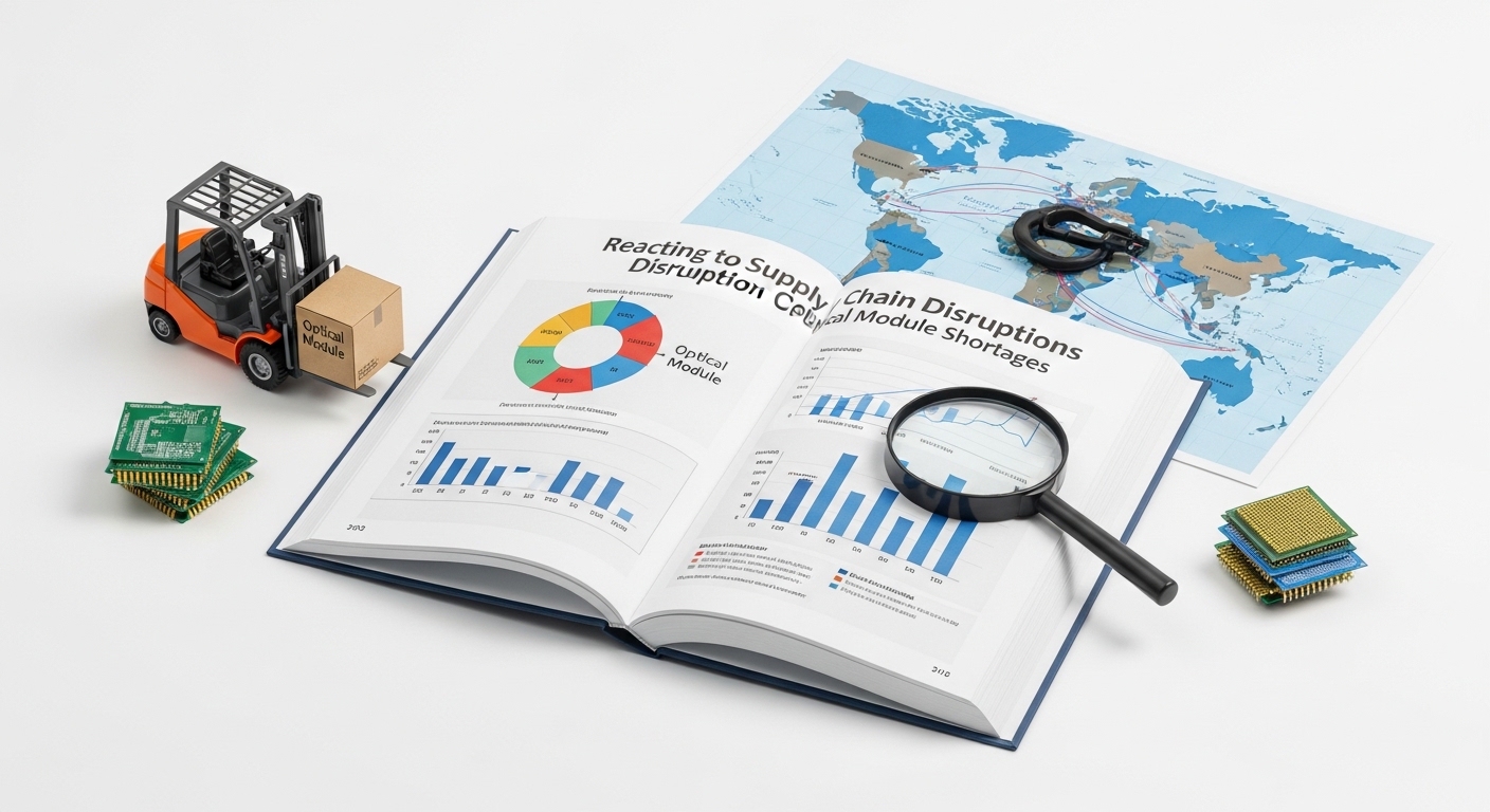 Professional product photography of planning, Reacting to Supply Chain Disruptions: Planning for Optical Module Shortages, cl