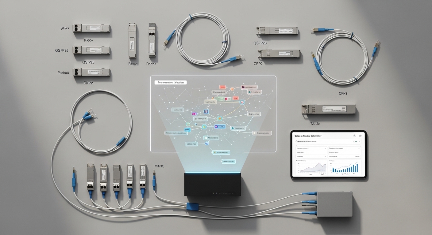 Overhead flat-lay composition of centralized optical control, Software-Defined Optical Networks: Transceiver Selection for SD