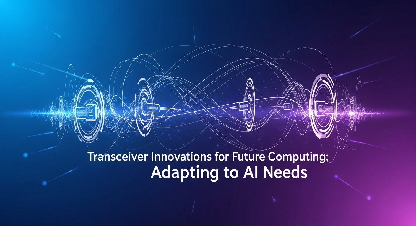 Minimalist design showcasing AI network adaptation, Transceiver Innovations for Future Computing: Adapting to AI Needs, clean