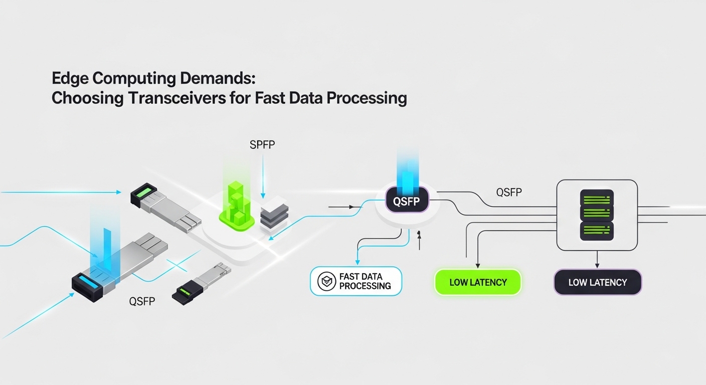 Minimalist design showcasing transceiver selection, Edge Computing Demands: Choosing Transceivers for Fast Data Processing, c