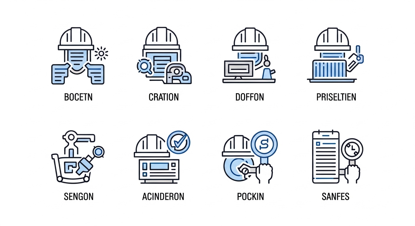 Engineering illustration showing a step-by-step acceptance test workflow; icons for transceiver EEPROM, DOM dashboard, optica