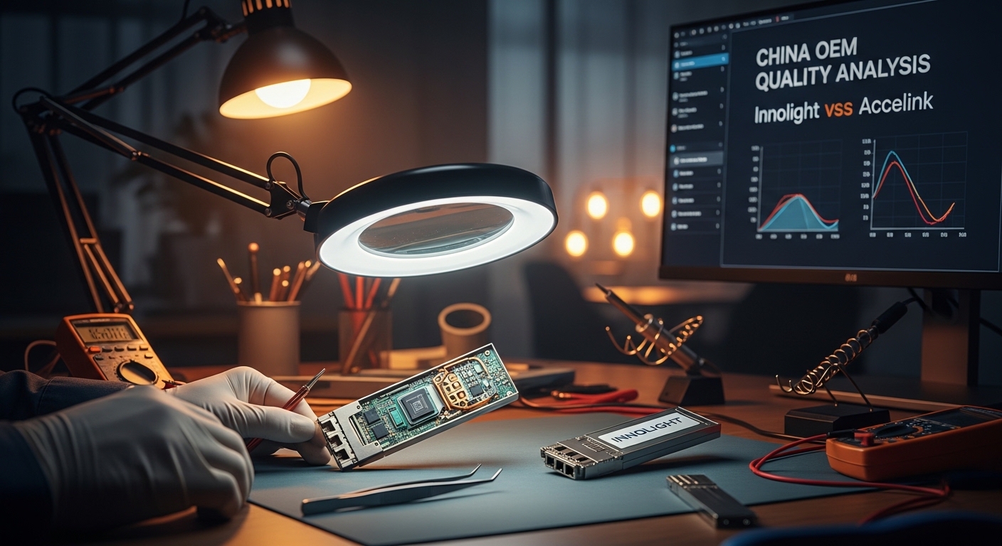 Lifestyle scene featuring Innolight transceiver, Innolight vs Accelink Transceivers: China OEM Quality Analysis, warm ambient