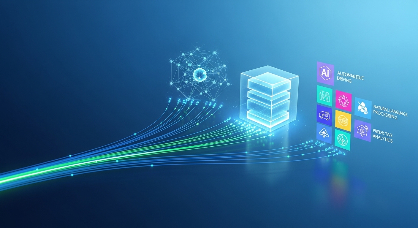 Minimalist design showcasing machine learning, Applications of Optical Networking in AI and Machine Learning Environments, cl