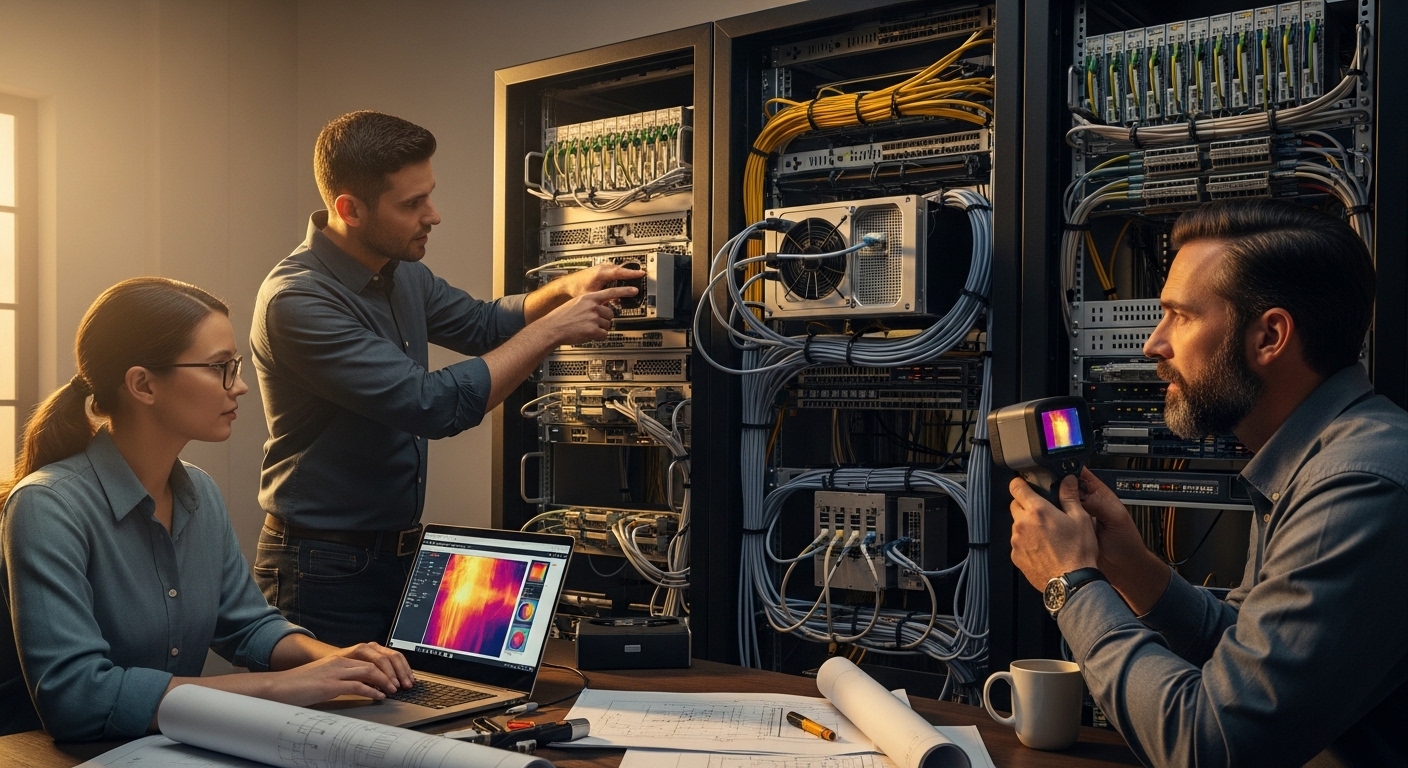 Lifestyle scene featuring cooling solutions, Optimizing Cooling Solutions for High-Density Transceiver Deployments, warm ambi
