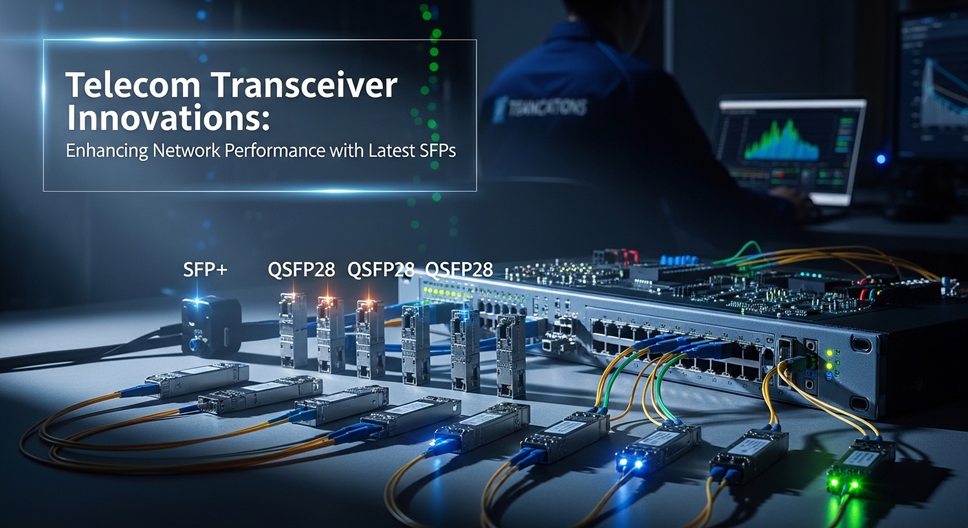 Cinematic editorial photograph of network performance, Telecom Transceiver Innovations: Enhancing Network Performance with La