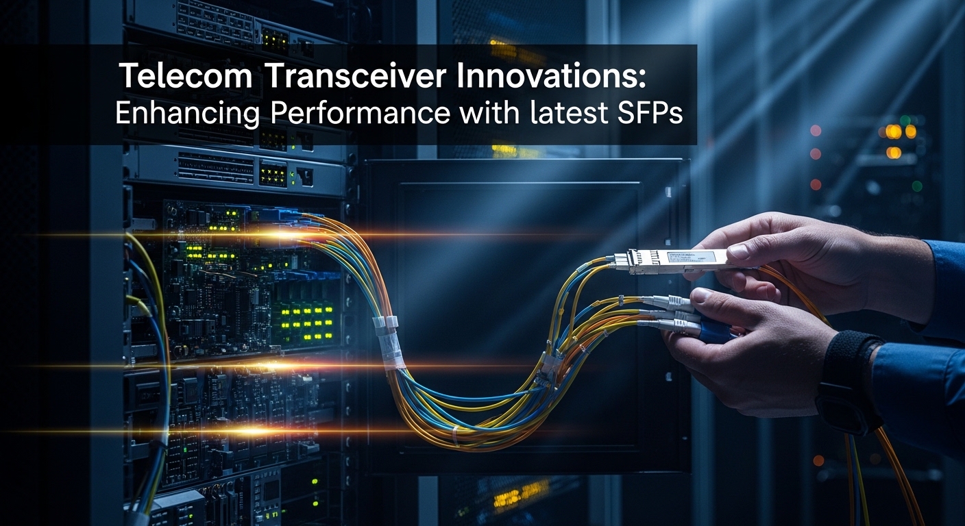 Cinematic editorial photograph of network performance, Telecom Transceiver Innovations: Enhancing Network Performance with La