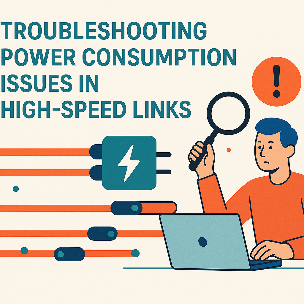 Minimalist design showcasing high-speed links, Troubleshooting Power Consumption Issues in High-Speed Links, clean compositio